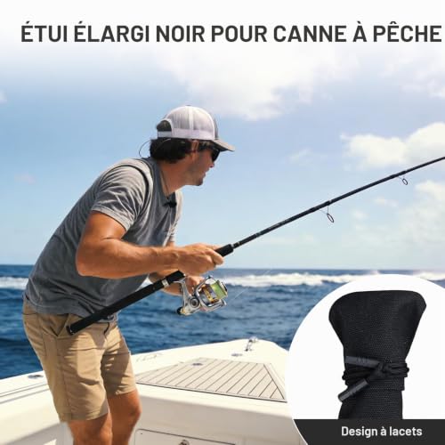 Mythlon Sac De Pêche 130cm Fourreau Canne À Pêche Portable Housse De Rangement en Toile Nylon Noir avec Sangle Large Réglable Étui De Transport Pliable pour 2-3 Cannes Matériel De Pêche – vue 2