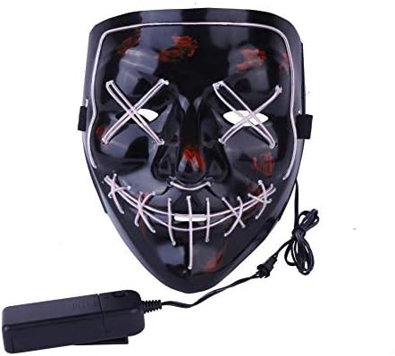 Halloween Mask LED Light up Purge Mask Festival Cosplay Halloween Costume White