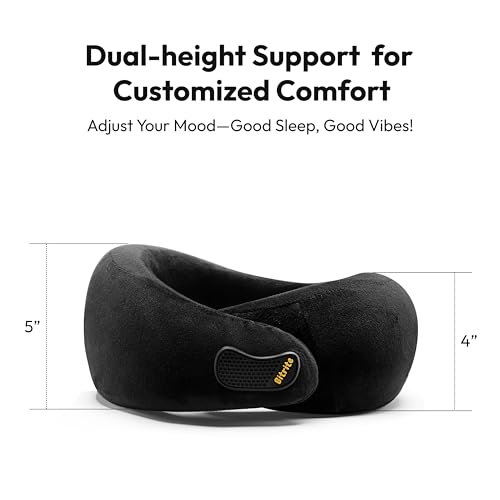 Image of Travel Neck Pillow | Premium Memory Foam Travel Pillow for Flights & Car Sleeping | Adjustable Head Rest, Neck Pillow for Flight Travel, Travel Pillow | Black, Pack of 1