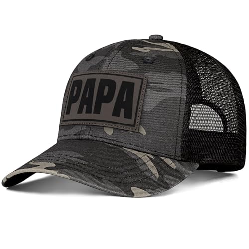 Image of Papa Dad Trucker Hat - Adjustable Men's Snapback Hats for Dad Grandpa, Fathers Day Birthday Gifts from Daughter Son