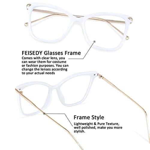 Feisedy Oversized Cat Eye Glasses Frame With Clear Lenses Eyewear For Women B2460 #TOP1