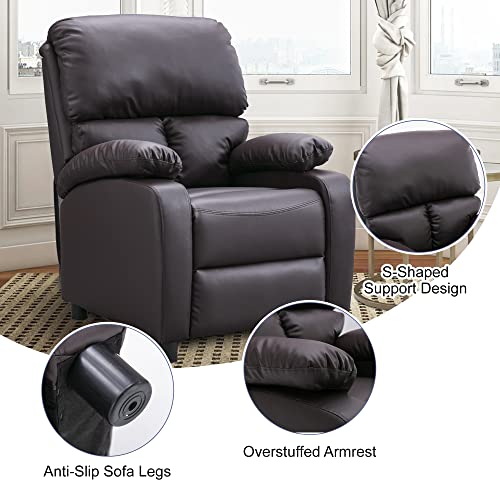 Hzlagm Recliner Chair For Living Room, Push Back Recliner Chair With Breathable Air Leather, Overstuffed Single Sofa, Easy To Operate The Footrest & Headrest - Brown #TOP3