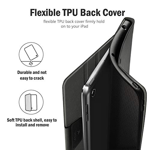 Antbox Case For Ipad Air 2/Ipad 6Th/5Th Generation(9.7'')/Pro 9.7''/Air 1 Vegan Leather Case With Apple Pencil Holder Auto Sleep/Wake Function (Black) #TOP4