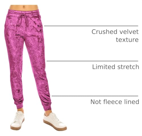 ALWAYS Women Velvet Jogger Pants - Crushed Velour Solid Basic Premium Soft Stretch Warm Winter Sweatpants Joggers Lavender Small - image 4