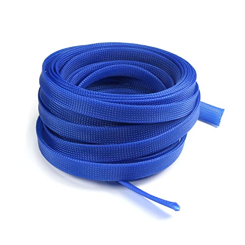 Othmro 幅14mm 長さ10m 青 1個入り 編組スリーブ 編組チューブ RoHS認証 PET ポリエチレンテレフタレート材質 ポリエステル編組スリーブ ケーブル被覆用