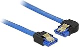 Farbe: schwarz / blau DeLock Kabel SATA 6 Gb/s Buchse gerade > SATA Buchse Links gewinkelt 30cm blau mit Goldclips