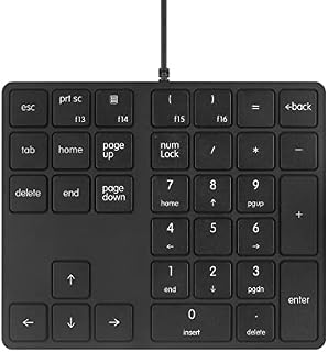 Qisan Numeric Keypad Wired Numpad 34 keys Portable Keypad USB External Mini Slim Keyboard Magicforce For Financial Cashier Securities-Black