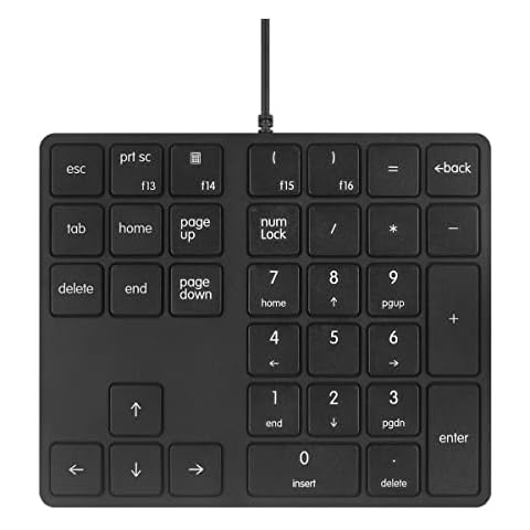 Merdia Numeric Keypads Wired Numpad 34 Keys External Mini Slim Keyboard Magic Force for Financial Cashier Securities-Black| Laptop Accessories | Num Pad | Number keypad for Laptop | Work Keyboard Cover