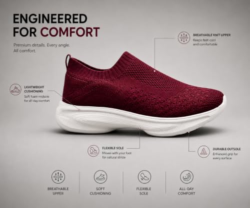 Image of Kraasa Trial Running Shoes with Lightweight Memory Insole | Breathable, Anti-Skid Knit Sneaker, Walking & Gym Shoes