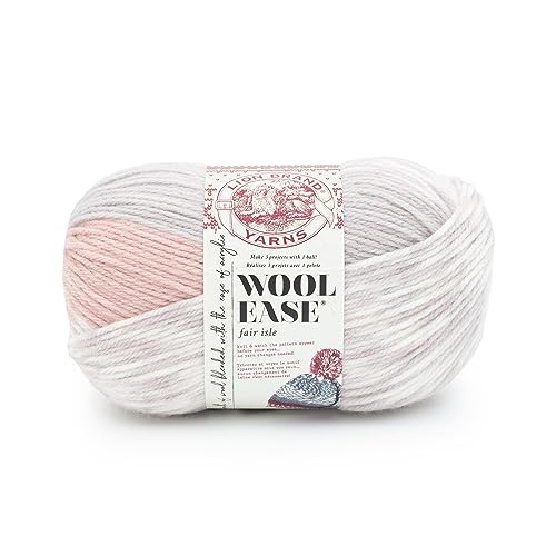 Lion Brand Yarn Wool Ease Fair Isle, Yarn for Knitting, Pink/Mushroom, 1 Pack