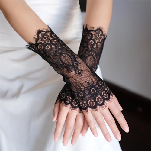 Elegant Floral Lace Fingerless Gloves for Bridal Wedding Party Vintage Wrist Sleeves Accessories4