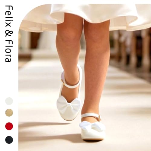 Image of Felix & Flora Toddler Flower Girl Dress Shoes - Baby Girl Ballet Mary Jane Flats for Party School Wedding