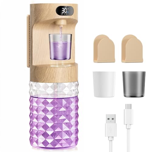 Image of Automatic Mouthwash Dispenser for Bathroom,20.29 oz Touchless Electric Mouth Wash Dispensers Bathroom Accessories Set with 2 Magnetic Cups,4 Modes Wall Mounted Mouth Wash Dispenser for Home (Brown)