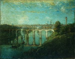 Peinture à l'huile High Bridge New York 1905 Henry Ward Ranger 36x48 pouces