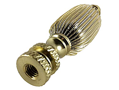 Image of Royal Designs Button Lamp Finial for Lamp Shade, 2.5 Inch High, Polished Brass