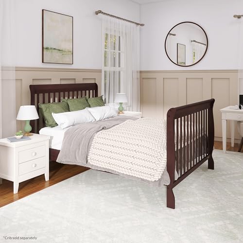 Image of Dream On Me Universal Crib to Full Size Bed Conversion Kit, Solid Wood Bed Rails for Select Convertible Cribs, Strong & Stable Support, Espresso