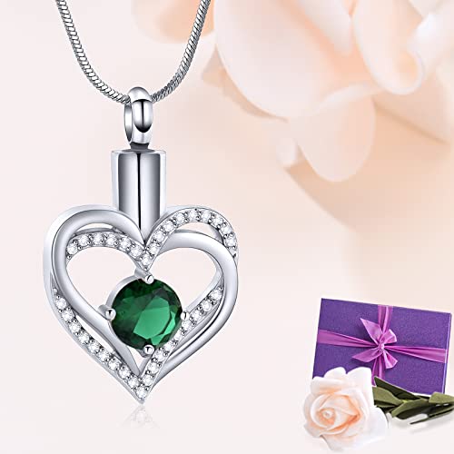 Minicremation Cremation Urn Necklace for Ashes Cremation Jewelry Heart Urn Necklace for Women Girls Birthstone Memorial Jewelry Pendant for Ashes for Human Pet - Image 3