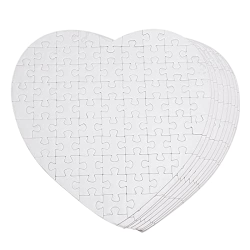 Lysee 3D Printer Parts & Accessories - 10Pcs Sublimation Blank Puzzle DIY Craft Heart Jigsaw Puzzle DIY Transfer Products - (Color: White)