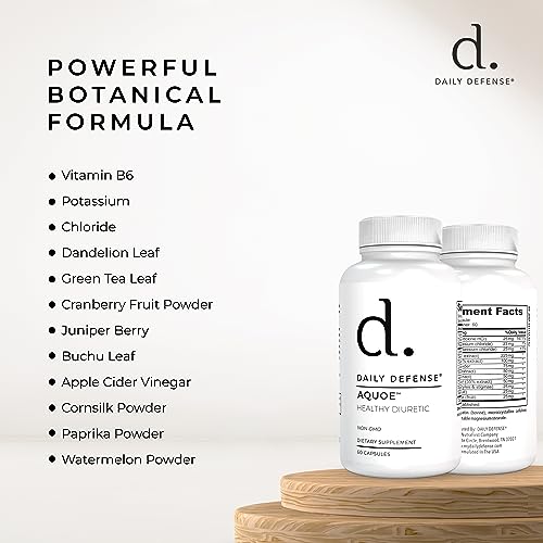 Diuretic Pills - Cranberry Pills with Green Tea, Dandelion, Apple Cider Vinegar & More - AQUOE Water Away Pills for Bloating & Fitness - Water Pills by Daily Defense, 60 Capsules - Image 5