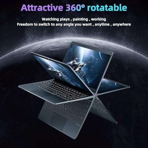 Image of Laptop【 Win 11 Pro】 14 inch 4K （3840 * 2160） All Metal 2 in 1 360 Convertible Laptop with Touchscreen 12th Alder Lake-N95 (up to3.4GHz) DDR5 12GB /512GB SSD Tablet Notebook PC