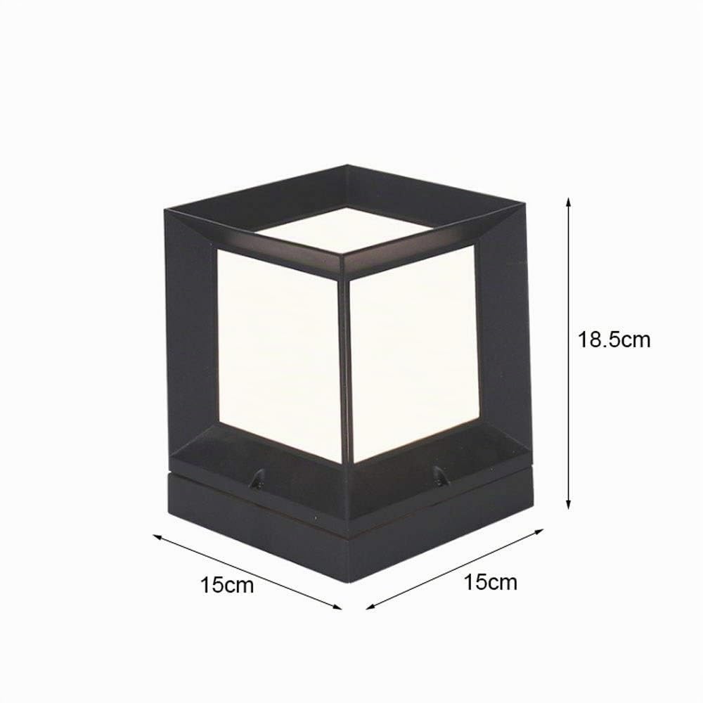 2 pack moderna Prato Paesaggio colonna luminosa IP65 impermeabile pilastro quadrato della lampada in alluminio acrilica tradizionale nero Bollard E27 esterno Messaggio Lanterna Luce Stagno Porta