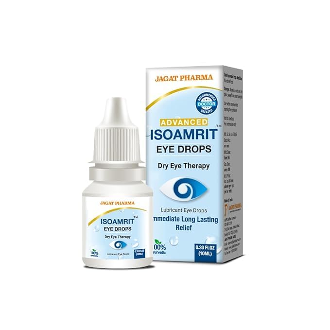 Jagat Pharma ISO Amrit Ayurvedic Eye Drops for Tired & Dry Eyes 10 Ml |100% Ayurvedic Formula for Digital Eye Strain|For Dryness, Redness, Itching, Daily Use | AYUSH Certified (Pack of 2)