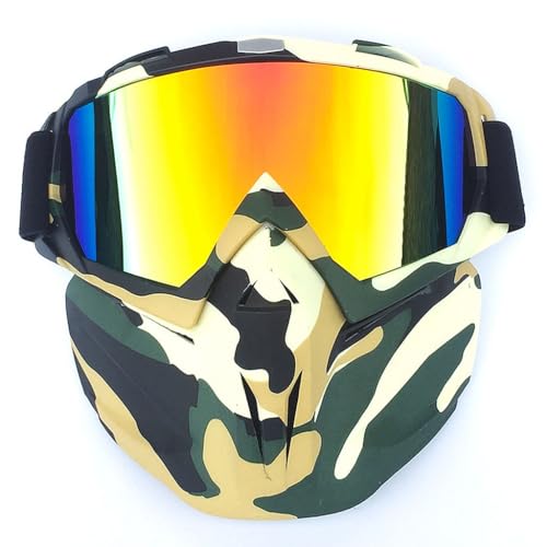 Gafas de esquí tácticas con ventilador máscara desmontable camuflaje y lente roja