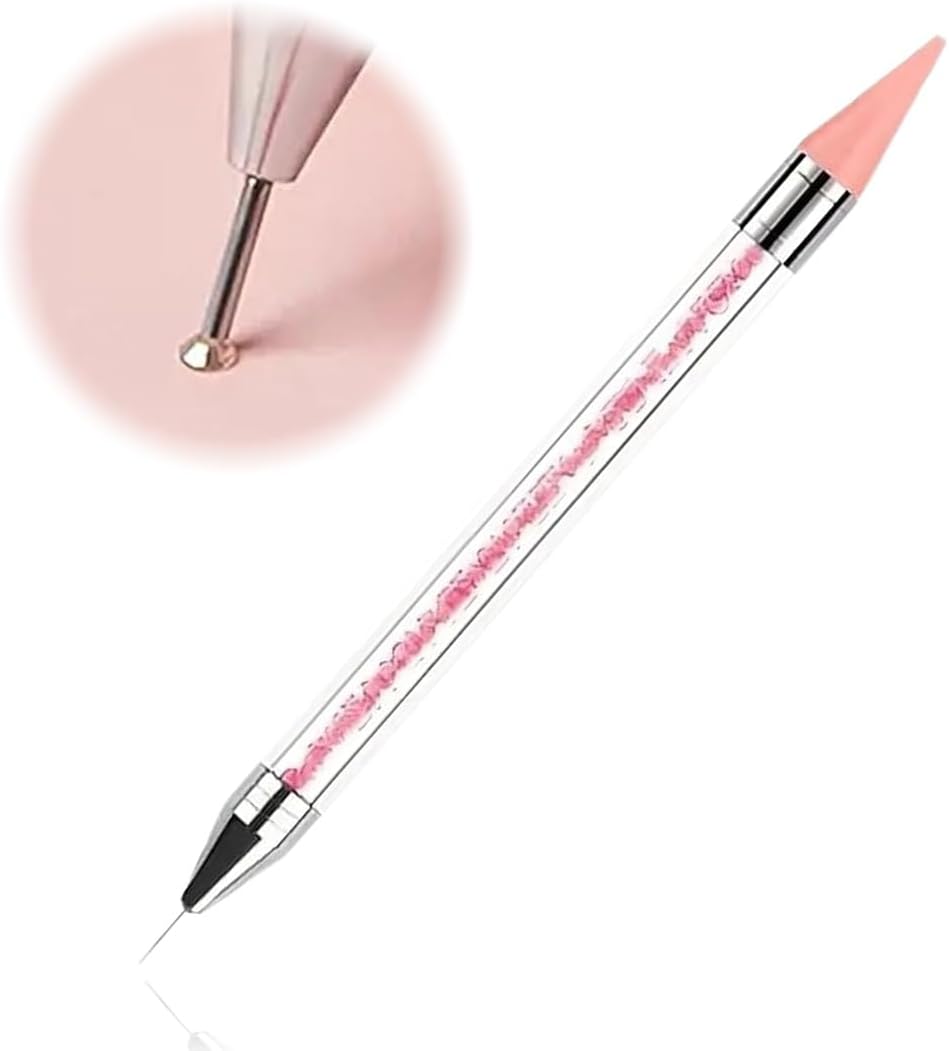 Nail Art DIY decoratie gereedschap, pen voor strass nagels, dubbele kop nail art pennen, 1 stuk dubbelzijdige stiften voor nail art roze