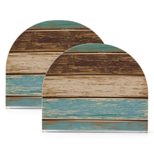 Teal Green Brown Retro Napkin Holder, Acrylic Napkin Holders for Table Cocktail Napkins Dispenser Paper Stand for Home Kitchen Restaurant Bar, 2 Pc