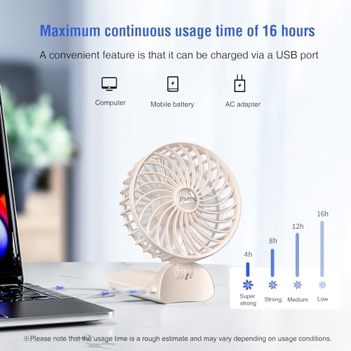 Psecici AO-818 Handheld Fan, Mini Portable Fan With Lanyard，4 Speeds Level Personal Fan, 180 Degree Foldable Desk Fan For Travel Outdoor Office Household thumb #4