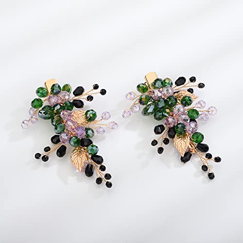 Pince à cheveux de mariage Teyglen en cristal et feuilles dorées