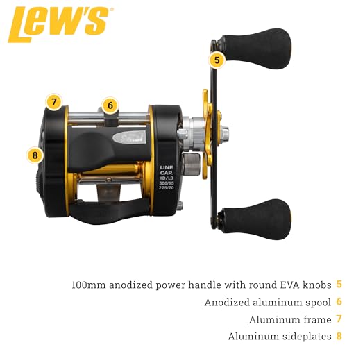 Lew's Speed Cast Carrete de Casting Derecho 5.3:1 Negro/Oro miniatura 3