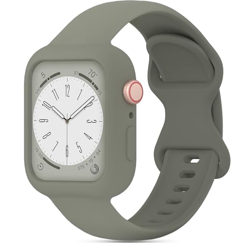 Image of Silicone Bands Bumper Case Compatible with Apple Watch Band 38mm 40mm 41mm 42mm 44mm 45mm 46mm 49mm Women Men, Sport Strap Protective Cover Wristband for iWatch Ultra Series 11 10 9 8 SE 7 6 5 4 3 2 1