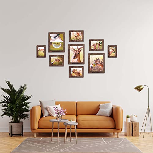 PETAFLOP 7er Set Bilderrahmen 10x15 CM Braun, Bilderrahmen holz Wand und Tischbilderrahmen, Geeignet für den Einsatz in Wohnungen Büros usw – Ansicht 6