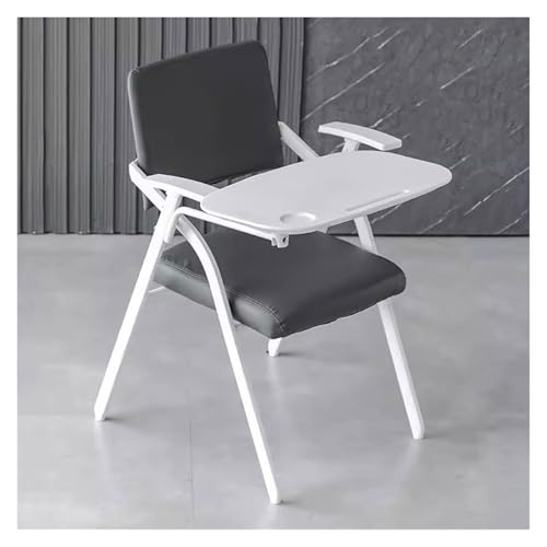 Armchair,Office Chair, Office Conference Chairs with Attached Desk PU Leather Meeting Chair Foldable Computer Desk Chair(Gray/B)
