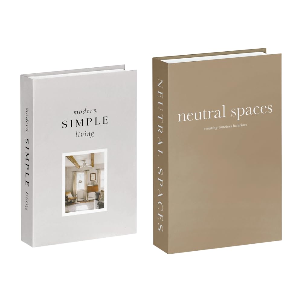Mioyoow Decorative Book, 2Pcs Faux Books Modern Home Decor For Shelf Display Coffee Table
