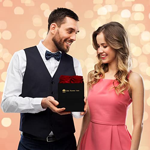 Bm Flower Box | 4 Red Preserved Rose Box | Red Roses In A Box, Real Roses That Last A Year Or More | Real Preserved Flowers, Box Of Roses For Delivery | Eternity Roses, Forever Roses Box No Need To Water Or Deal With Wilted Petals | Sympathy Flowers, New Mom Gifts, Mothers Day, Valentines Day, Bridal Gifts #TOP6
