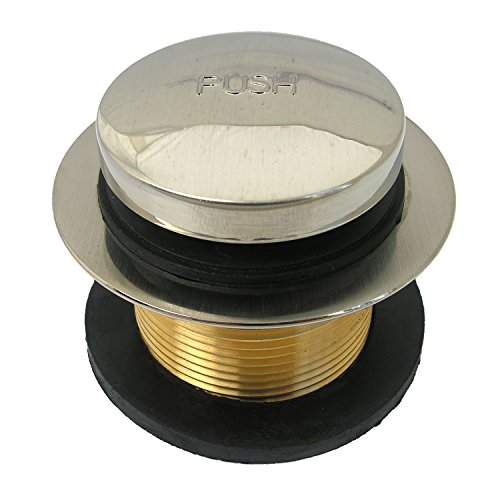 Lasco 03-4809Sn Brass Bathtub Drain Strainer With Tip Toe Style Stopper And 1-1/4-Inch Fine Thread X 1-1/2-Inch Course Thread Bushing, Satin Nickel #TOP5