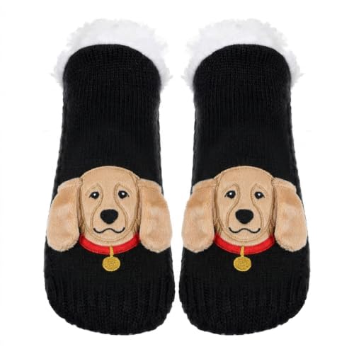 Image of ZYZX Cute Dog Slipper Socks for Women with Grips,Fuzzy Socks Indoor