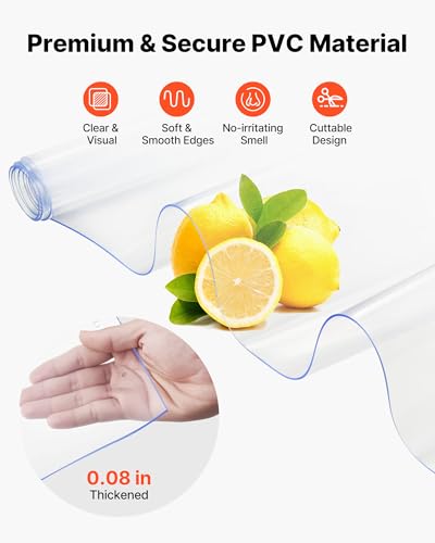 Image of VEVOR Clear PVC Strip Curtain, 96 in Height x 60 in Width x 0.08 in Thickness, 10 PCS Walk in Freezer Cooler Curtain Strips, Smooth Waterproof Plastic Door Strips for Warehouse, Freezer, Garage Doors