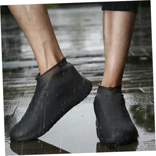 Outanaya 1 par de protector de zapatos para adultos, cobertura completa, diseño con borde elástico para días lluviosos, talle M, color negro miniatura 6