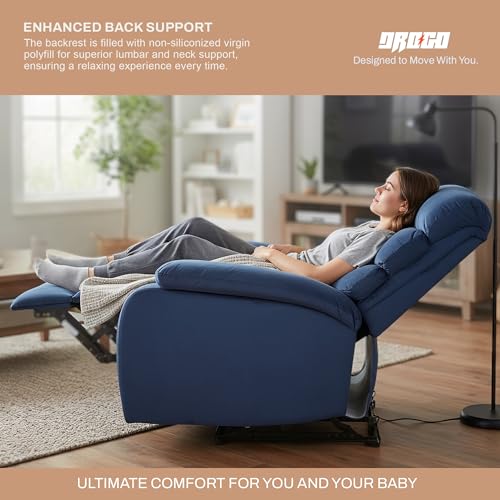 Image of DROGO Valerium Electric Motorised 1 Seater Recliner Sofa with Rapid Recline Technology, Premium Suede Fabric & Padded Body | Recliner Chairs for Home Relax with USB Charge Port (Blue)