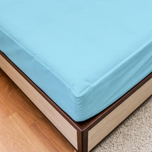 Image of 100% Waterproof Mattress Protector Single Size Bed 30x72 Inch, Non Woven Fabric Fitted Mattress Cover with Elastic, Waterproof Bed Protector, Hypoallergenic, 10 Inch Deep Pocket - Light Blue