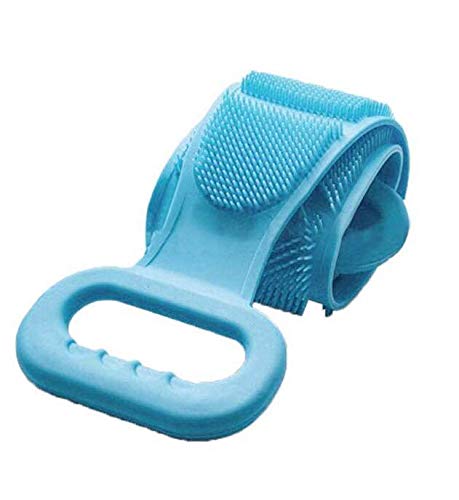 Silicone Back Scrubber Belt for Shower, Bath Exfoliating Strap with Soft Brush Bristles and massage dots, for Women and Men, 30 inch in length
