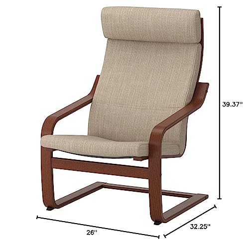 Ikea Poäng Armchair, Wood, Medium Brown, Hillared Beige #TOP6
