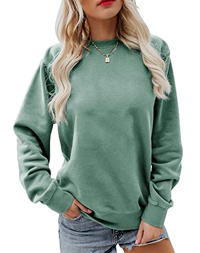 Image of Women's Fall Long Sleeve Pullover Tops Casual Round Neck Sweatshirt