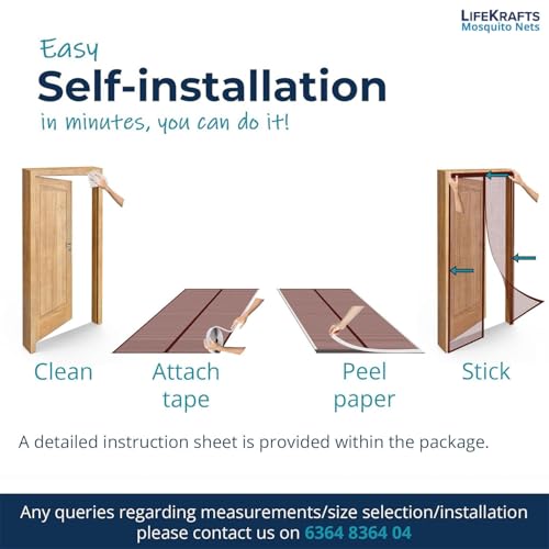 Lifekrafts Polyester Mosquito Screen Curtain for Main Doors, Balcony Mesh with Magnets (Brown, 210 x 90 CMs) (Image - 5)