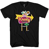 The Simpsons Krusty Burger Clown Sign Mens Adult T-Shirt(MD, Black)
