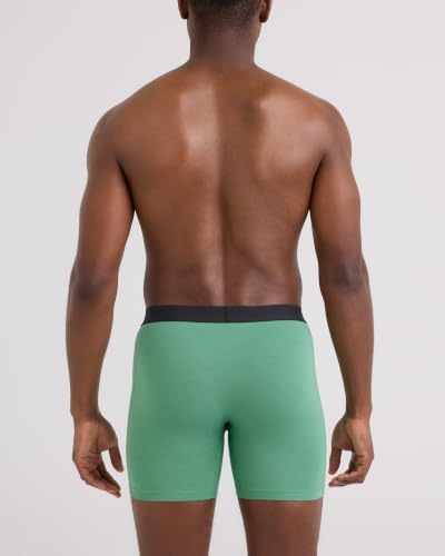 SAXX Underwear Co. Men's Core Cotton Boxer Brief Fly 5-Pack, Black/Dark Denim/Huckleberry/Spruce/Sea Foam, Medium - 2