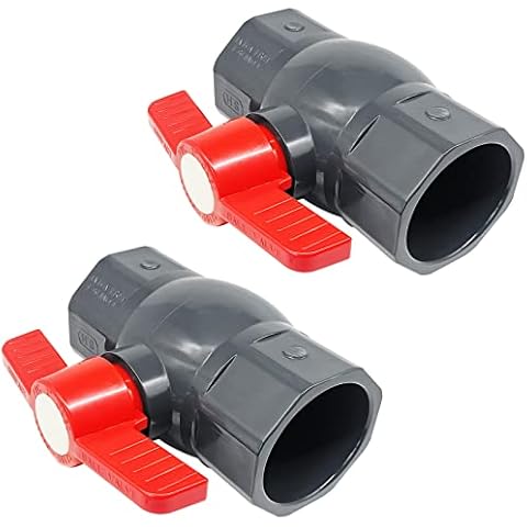 PVC Compact Ball Valve Inline Slip 3/4", Compact T-Handle Water Shut-Off Valves,Socket Valve,Pipe Fitting Coupling Adapter for aquarium,Water Treatment,Irrigation,Swimming Pool Equipment (3/4 Inch, 2) Cover